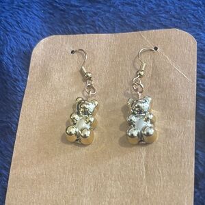 Hand Crafted Gold Metallic Gummy Bear Earrings